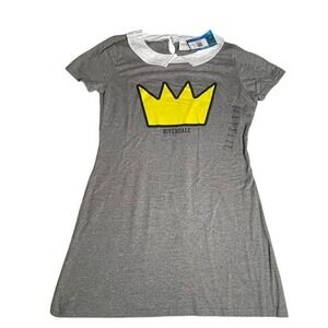 Riverdale‎ Crown Graphic Dress White Collar Heather Gray M/L New